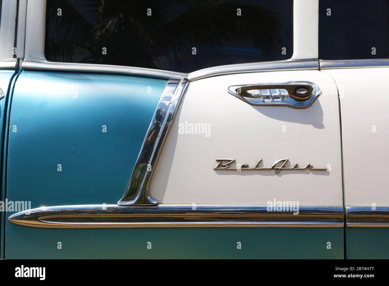 Havanna, Kuba - März 2018: Detail eines Chevrolet Bel Air Stockfoto