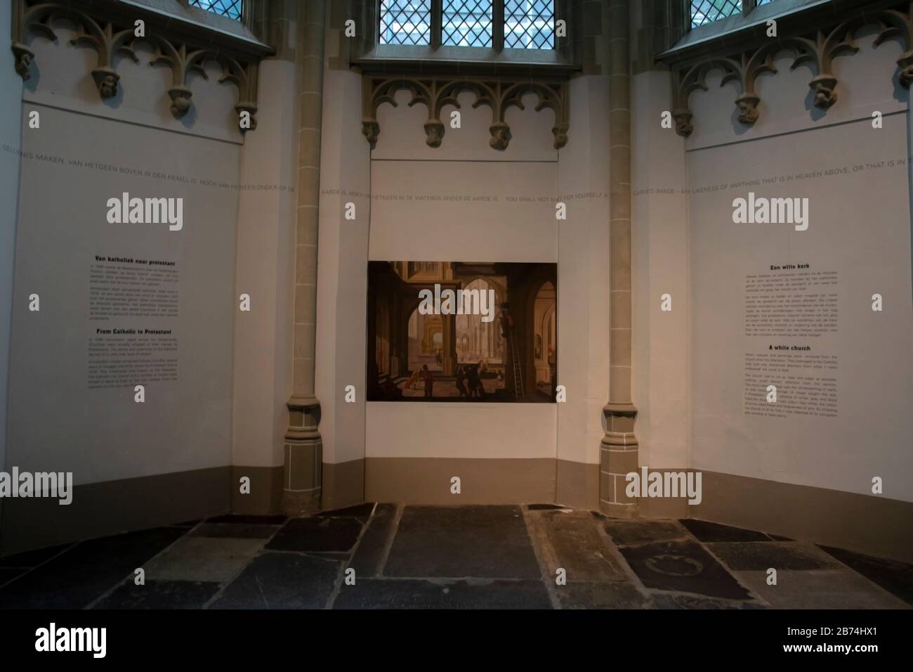 Gemälde Dirck Van Delen nannte Ikonoklasmus in EINER Kirche an der neuen Kirche in Amsterdam, Niederlande 2019 Stockfoto