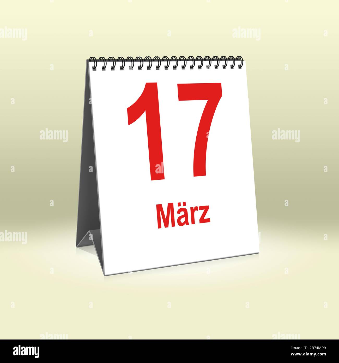 Ein Kalender in deutscher Sprache zeigt den 17. März. März Stockfoto