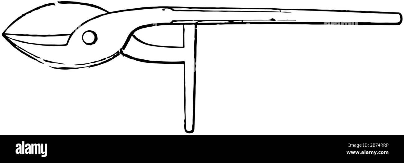 Diese Abbildung stellt Blockschere dar, die mit zusätzlicher Hebelwirkung wirkt und daher für etwas dickeres Metall, Vintage Line dr, verwendet werden kann Stock Vektor