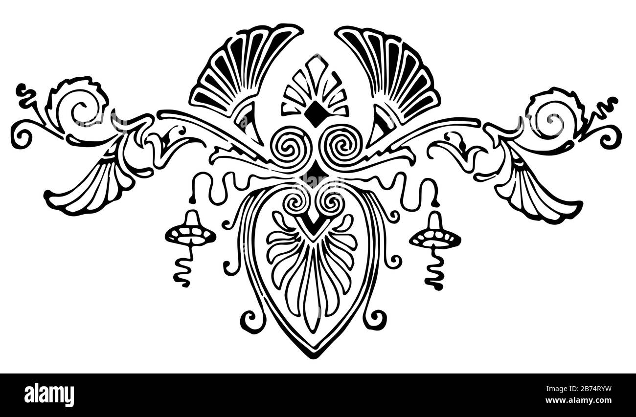 Blumenmotiv mit großen Blättern, Vintage-Zeichnung oder Gravur. Stock Vektor