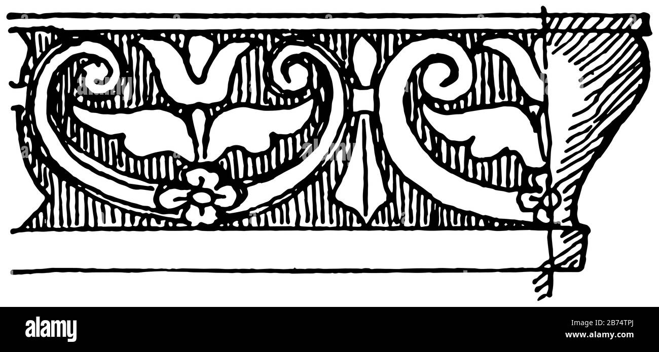 Pompeianische Zierleiste, Ecken verleihen den Wänden, Decken, Vintage-Linien-Zeichnungen oder Gravurgravuren ein dekoratives Gefühl. Stock Vektor