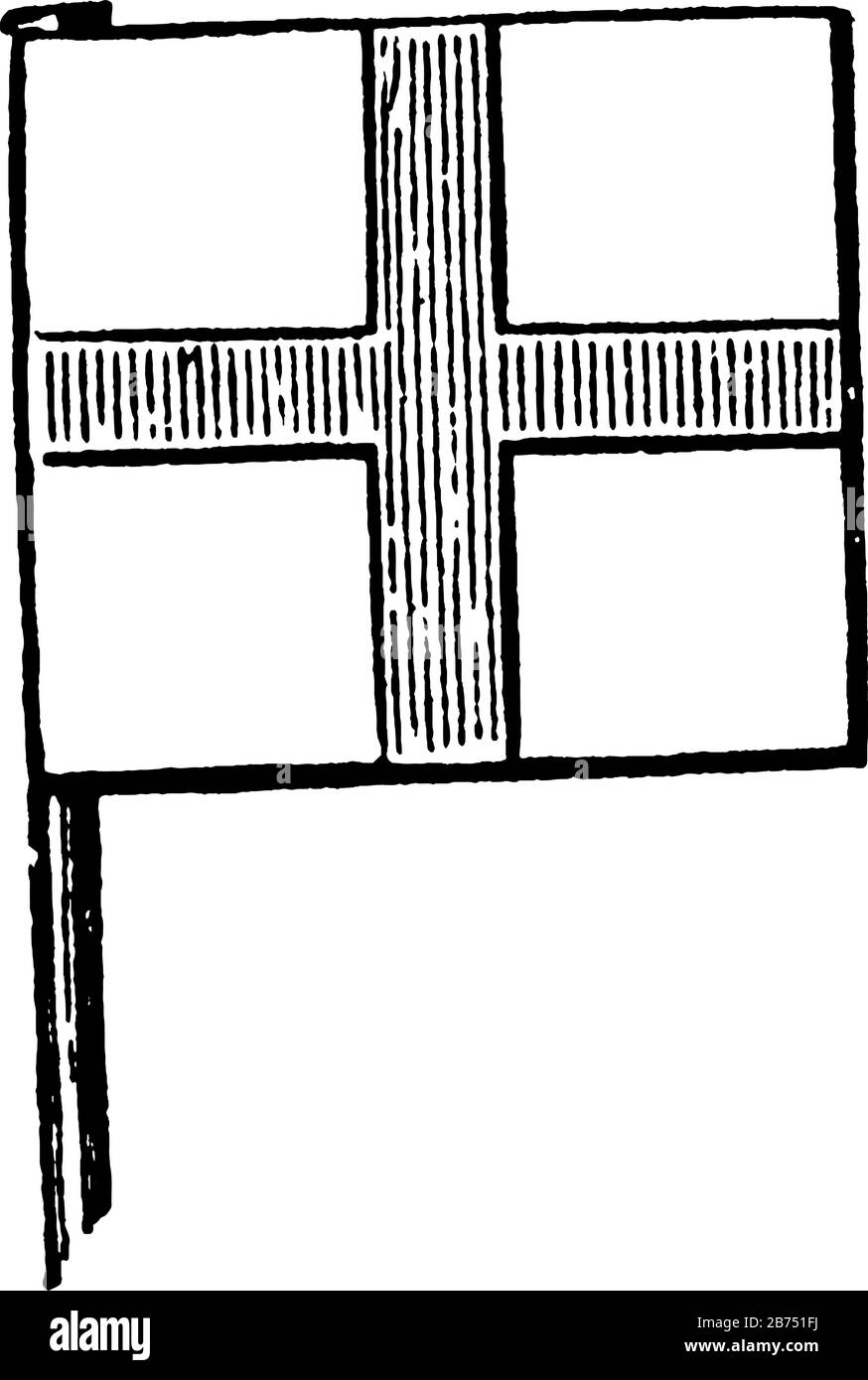 England, St. George's Banner, diese Flagge hat ein Kreuz aus vertikalen Linien, Vintage-Linien-Zeichnung oder Gravier-Illustration Stock Vektor