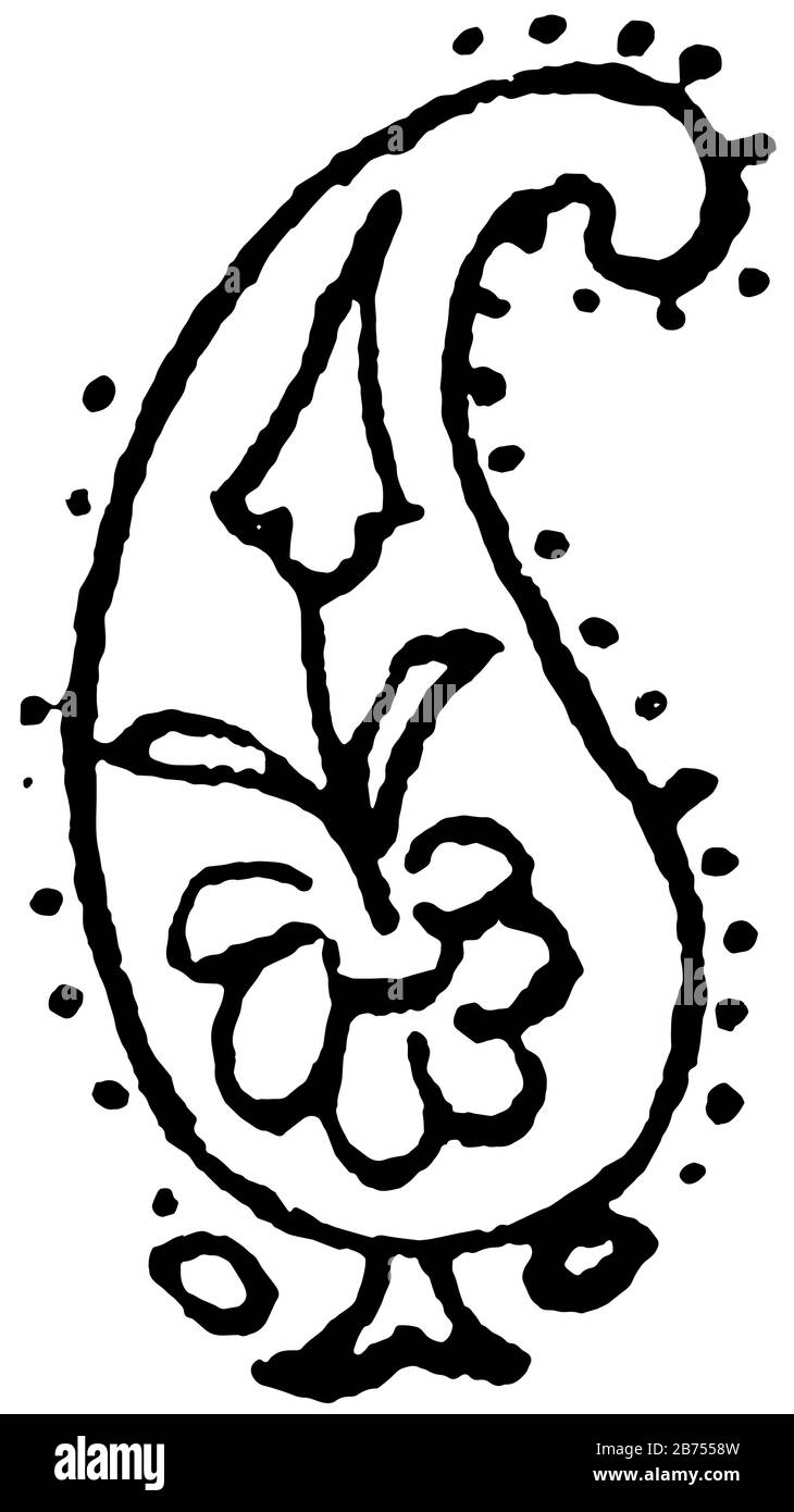 Birnendesign als Feder und als Blumenstrauß, während die kleine Größe häufiger in Zentral- und Westpersien, Vintage-Linien-Zeichnung oder Gravemi verwendet wird Stock Vektor