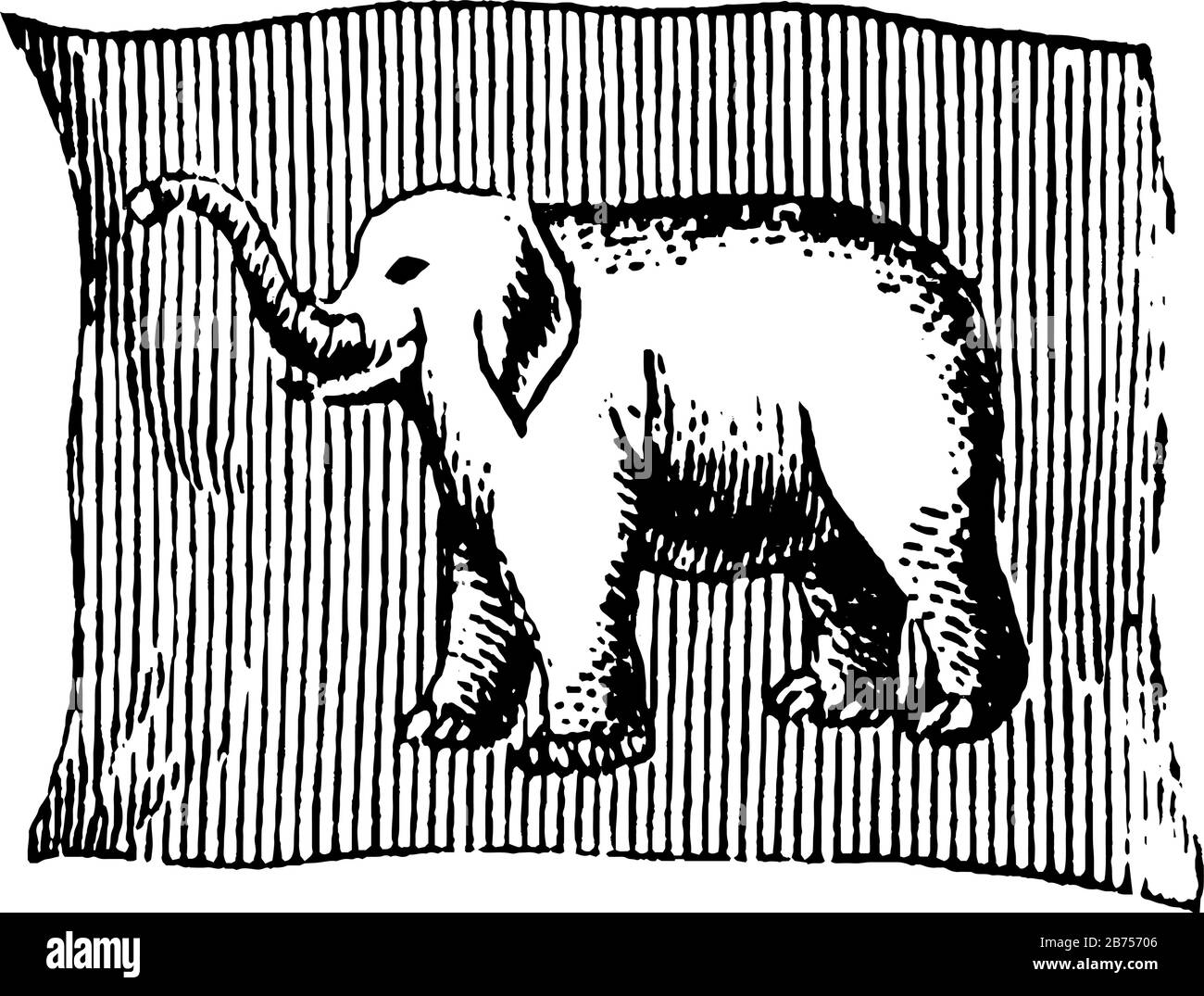 Flagge von Siam, 1881, diese Flagge hat einen Elefanten, der zur Hebevorrichtung in der Mitte der Fahne, Vintage-Linie-Zeichnung oder Gravurabbildung zeigt Stock Vektor