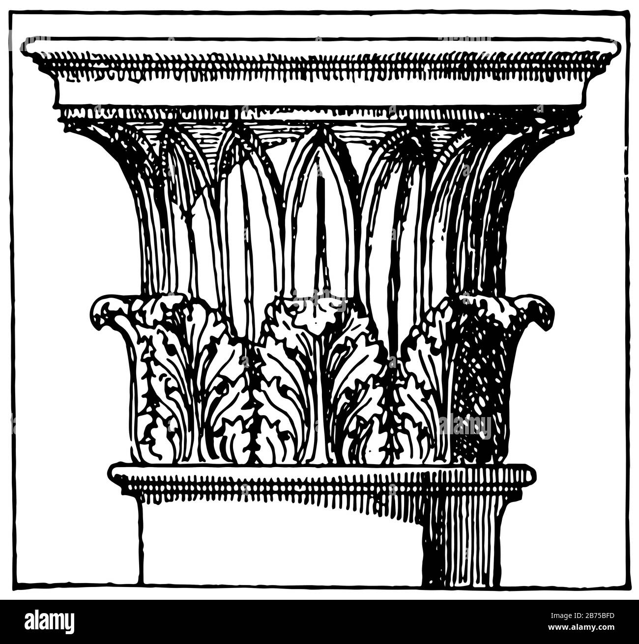 Korinthische Hauptstadt, Turm der Winde, oberer Teil des Turms, Horologion von Andronikos Kyrrhestes, diente als Horologion, Vintage Line d Stock Vektor
