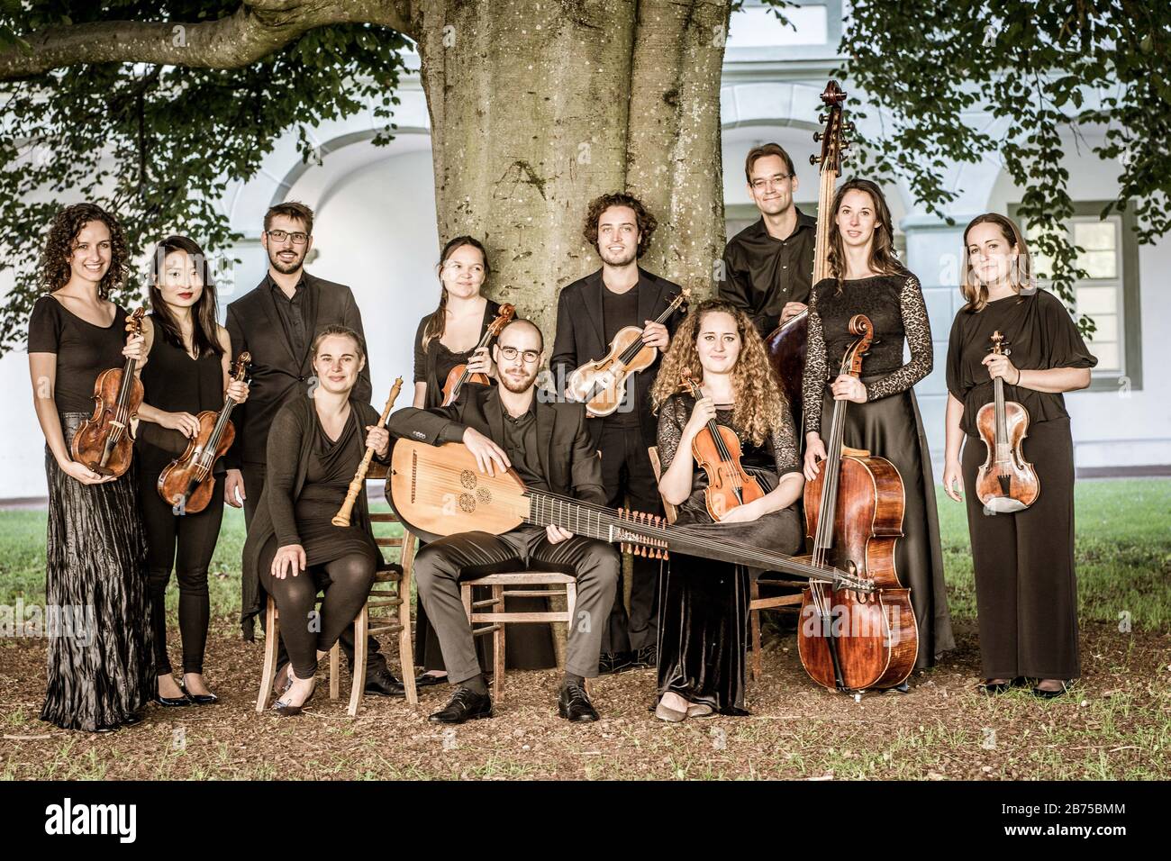 Die Musiker des Barockorchesters 'Munich Baroque'. [Automatisierte Übersetzung] Stockfoto