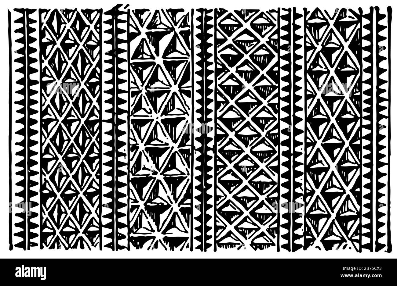 Maori-Paddel sind Details aus geschnitztem Muster, Vintage-Linien-Zeichnung oder Gravurdarstellung. Stock Vektor