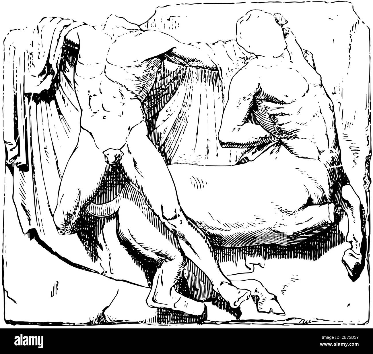 Metopes ist ein rechteckiges Architekturelement, das den Raum zwischen zwei Triglyphen in einem dorischen Fries, einer Vintage-Linie oder einer Gravur illustrer füllt Stock Vektor