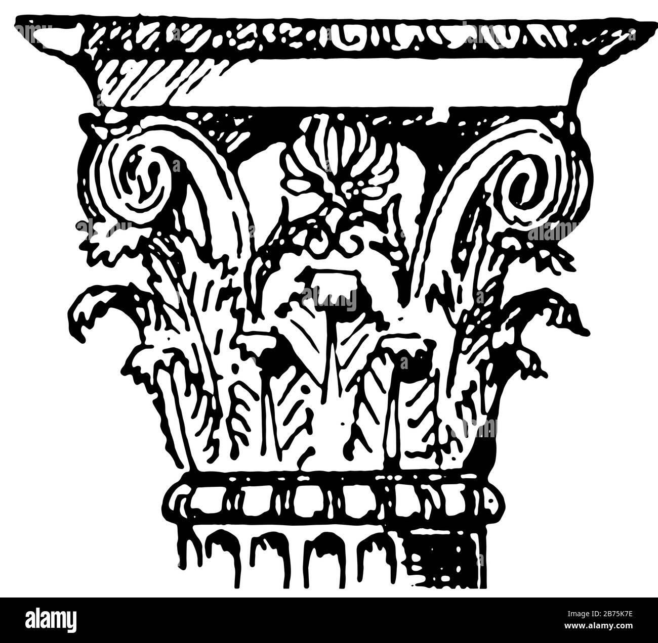 Corinthian Capital, Chancen, Gebäude, einzigartig, intrinsisch, Wert, Vintage Line Zeichnung oder Gravur Illustration. Stock Vektor