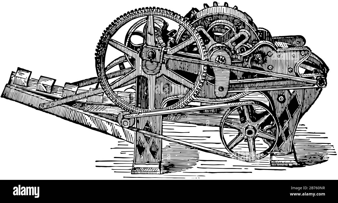 Diese Abbildung stellt Brick Maker, Vintage Line Drawing oder Gravur Illustration dar. Stock Vektor