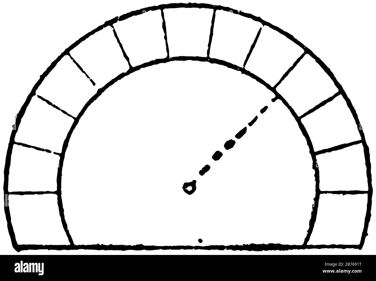 Hufeisenbogen, das Zentrum über dem springenden, in maurischer Architektur verwendet, auch als maurischer Bogen, Schlüsselloch-Bogen, Vintage-Linie Kordin bezeichnet Stock Vektor