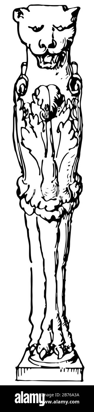 Tischbein ist aus dem Vatikanischen Museum, Vintage-Linien-Zeichnung oder Gravurgravur. Stock Vektor