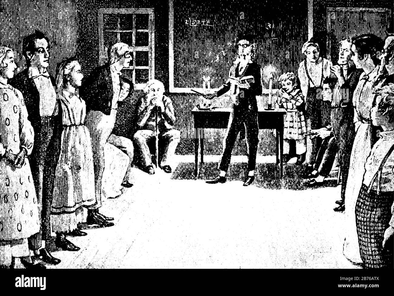 Rechtschreibspiel, Buch, Übungen, Unterricht, Kinder, Schule, Rechtschreibung, Vintage-Linien-Zeichnung oder Gravurabbildung. Stock Vektor