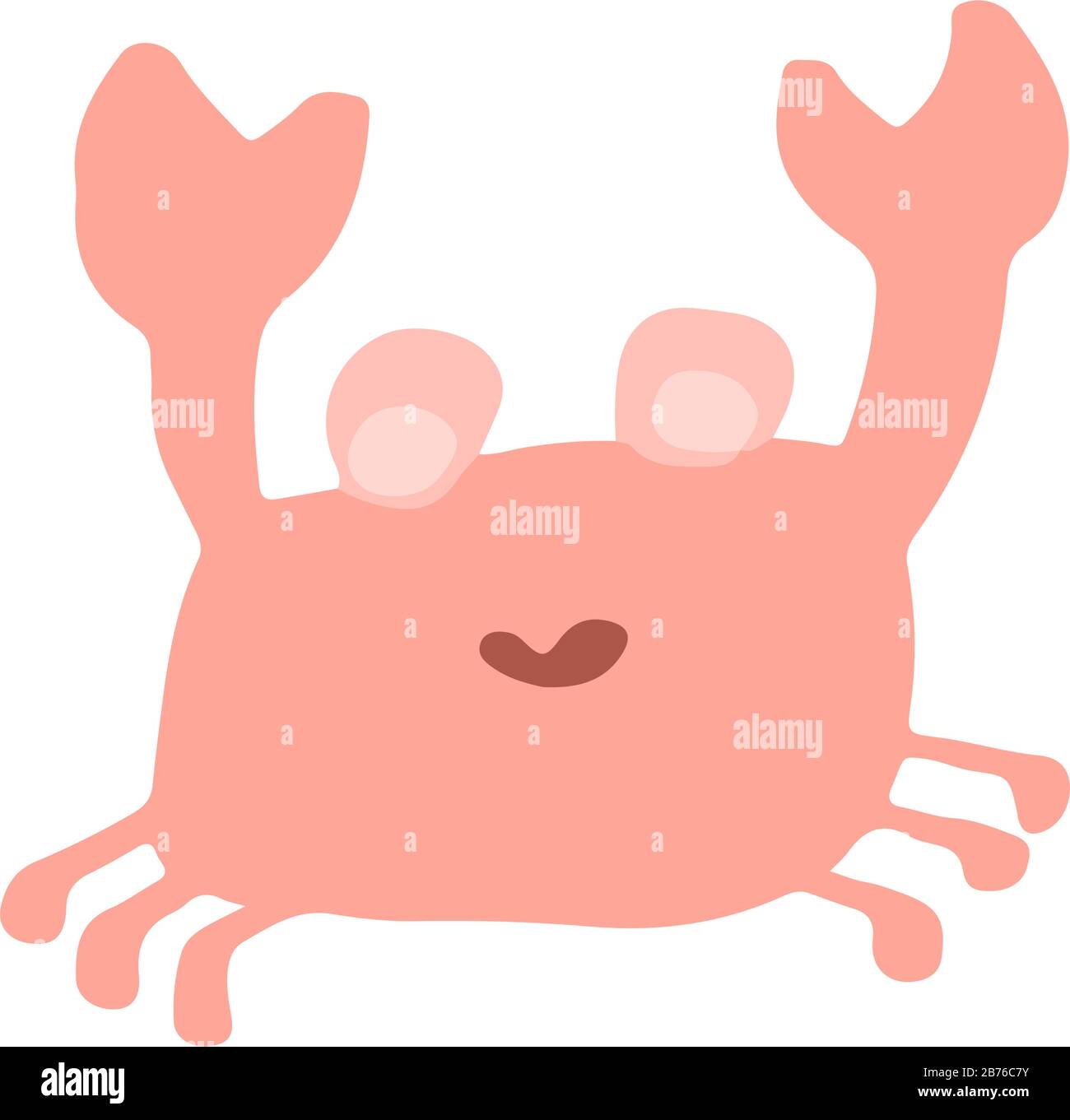 Krabbentier in flachem Stil isoliert auf weißem Hintergrund. Vector Cool Ocean Animal Illustration einfaches Design für Sommerkinder. Stock Vektor