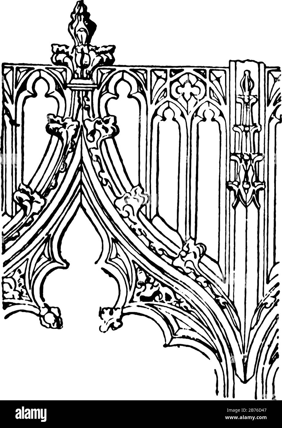 Tracery ist die strukturelle Integrität des Fensters, innerhalb und außerhalb der Fenster, schlank als sie eigentlich, Vintage-Linie Zeichnung oder Gravur illust Stock Vektor