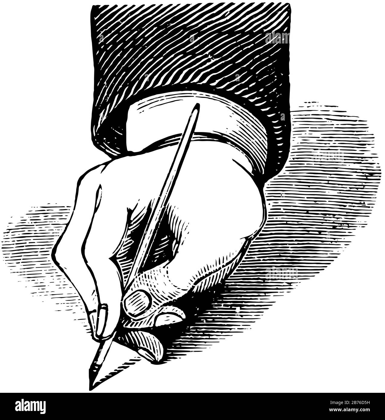 Falsche Vorarbeit ist, wo der Stift zu fest gehalten wird, halten, Stift, Penmenschaft, Objekte, Vintage-Linie Zeichnung oder Gravur Illustration. Stock Vektor