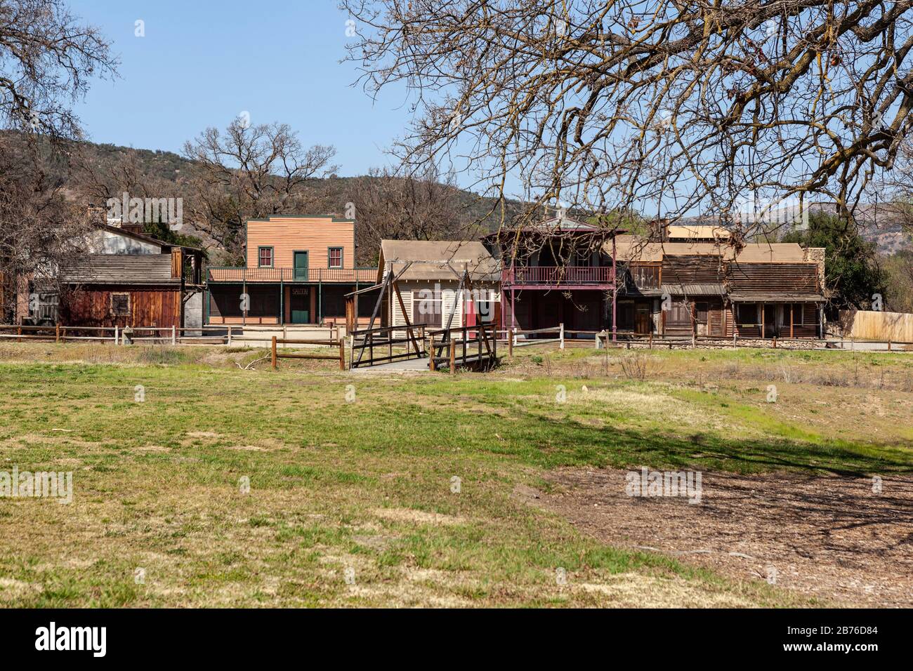 Alte historische Film-Sets im Besitz des US National Park in der Santa Monica Mountains Recreation Area auf der Paramount Ranch in der Nähe Von Los Angeles Ca. Stockfoto