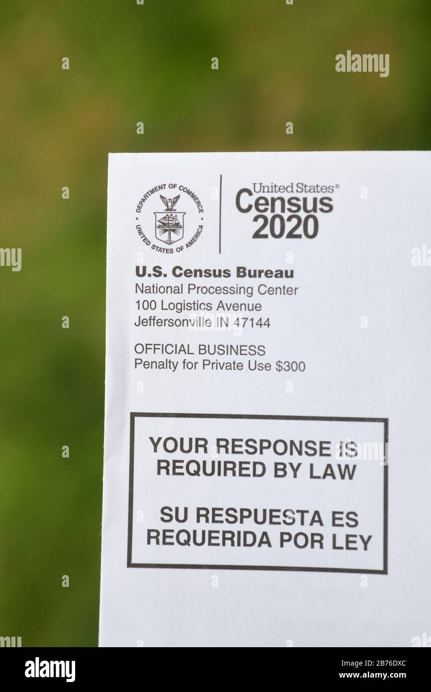 United States Census 2020 per E-Mail Stockfoto