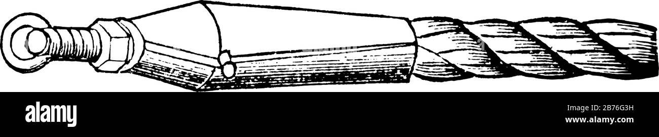 Seilklemme, bestehend aus einem Paar Spannbacken mit Ring-, Vintage-Linien- oder Gravurzeichnung. Stock Vektor