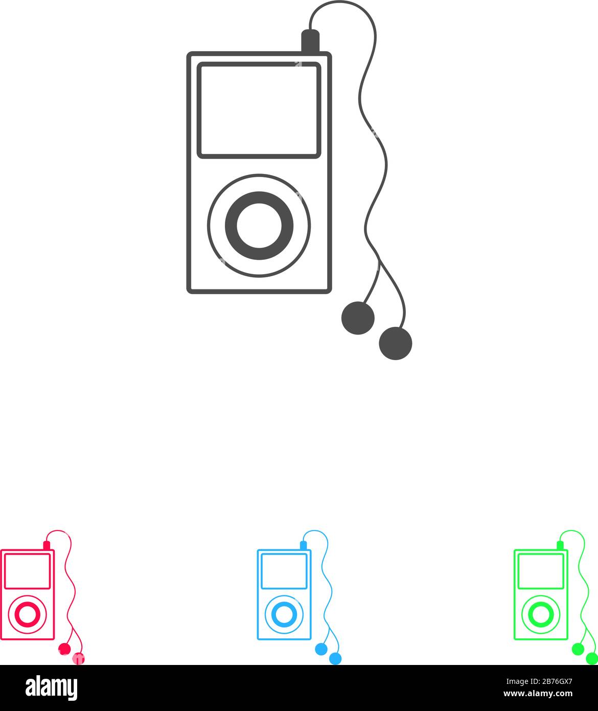 MP3-Player-Symbol flach. Farbpiktogramm auf weißem Hintergrund. Symbol für Vektorgrafiken und Bonussymbole Stock Vektor