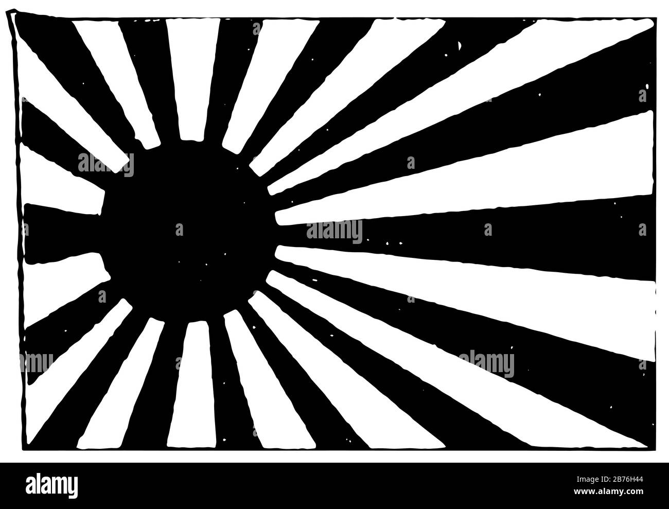 Japan, Flagge der kaiserlichen Marine, 1910, diese Flagge hat eine rote Sonnenscheibe mit 16 Strahlen auf einem weißen Feld, und die Scheibe ist zum Hebezeug, zur Vintage-Zeichnung oder verzerrt Stock Vektor