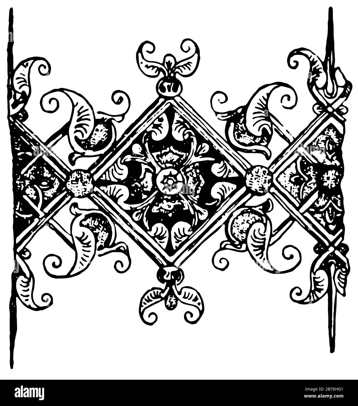 Handschriften-Schmuck sind Spätgotisch, Vintage-Linien-Zeichnung oder Gravurgravur. Stock Vektor