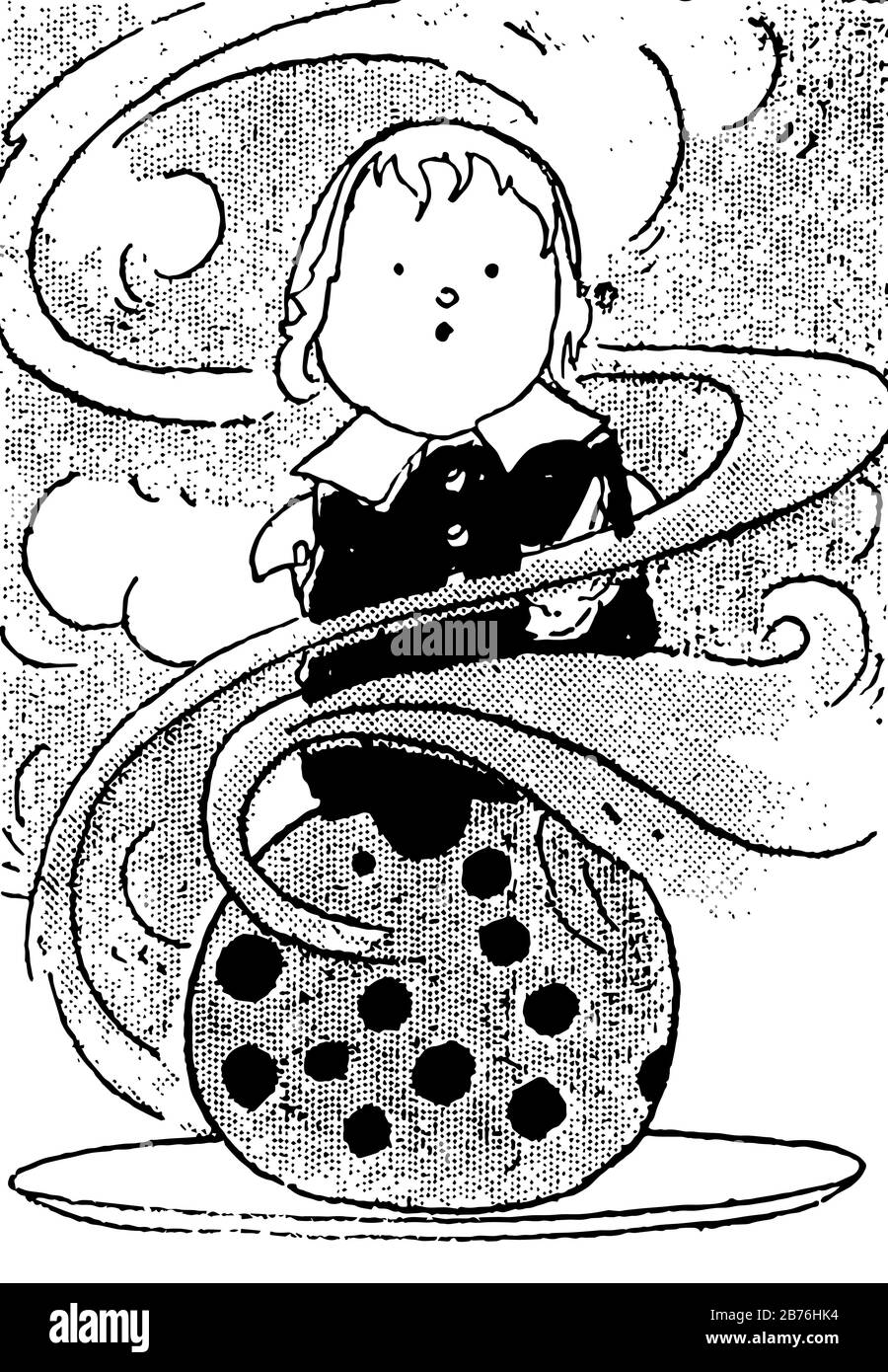 Jack Horner, diese Szene zeigt ein Kind auf Kugel, Vintage-Linie Zeichnung oder Gravur Illustration Stock Vektor