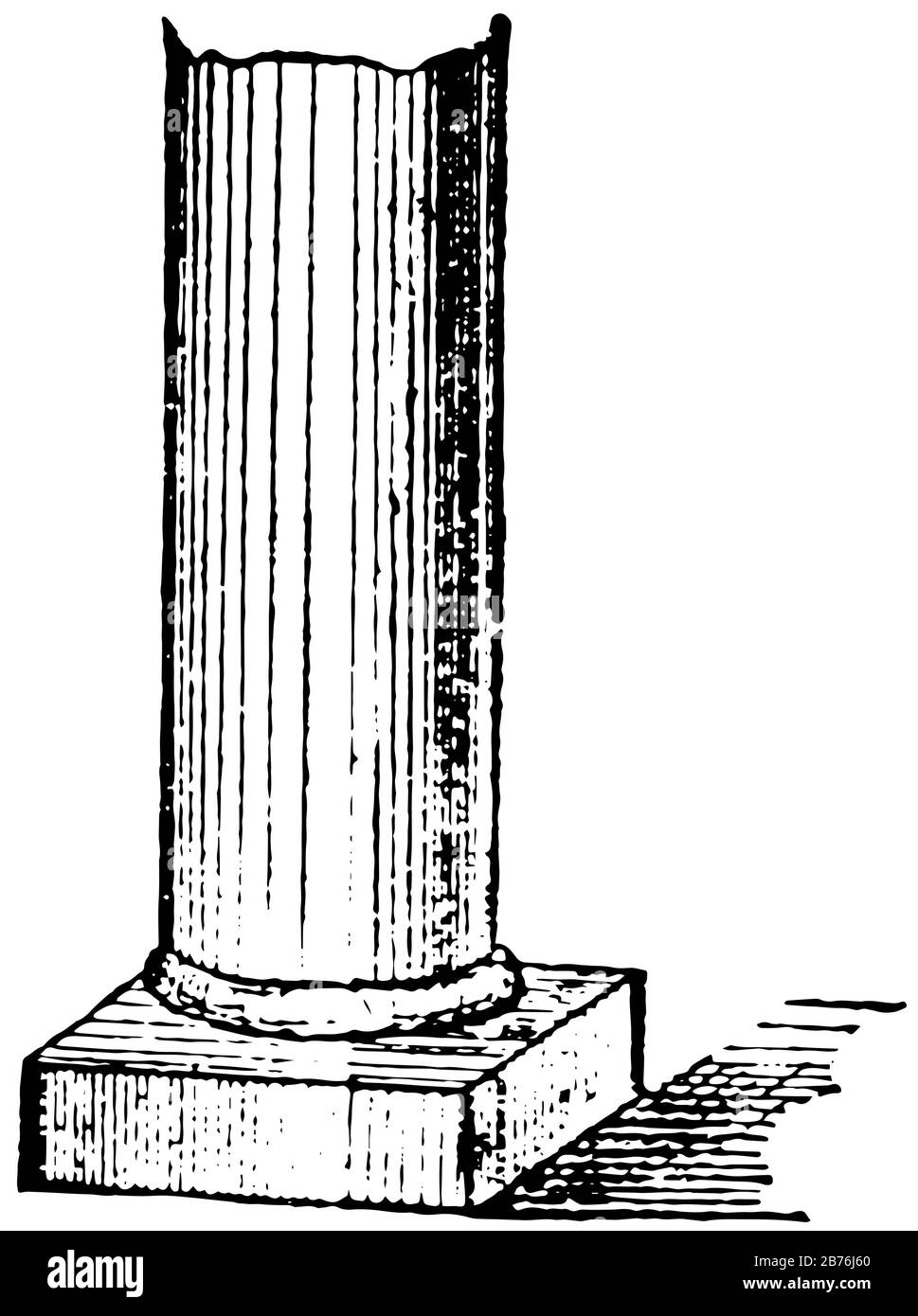 Säulen, Stein, Holz, Metall, Gebäude, Schmuck, Denkmal, Vintage-Zeichnung oder Gravurzeichnung. Stock Vektor