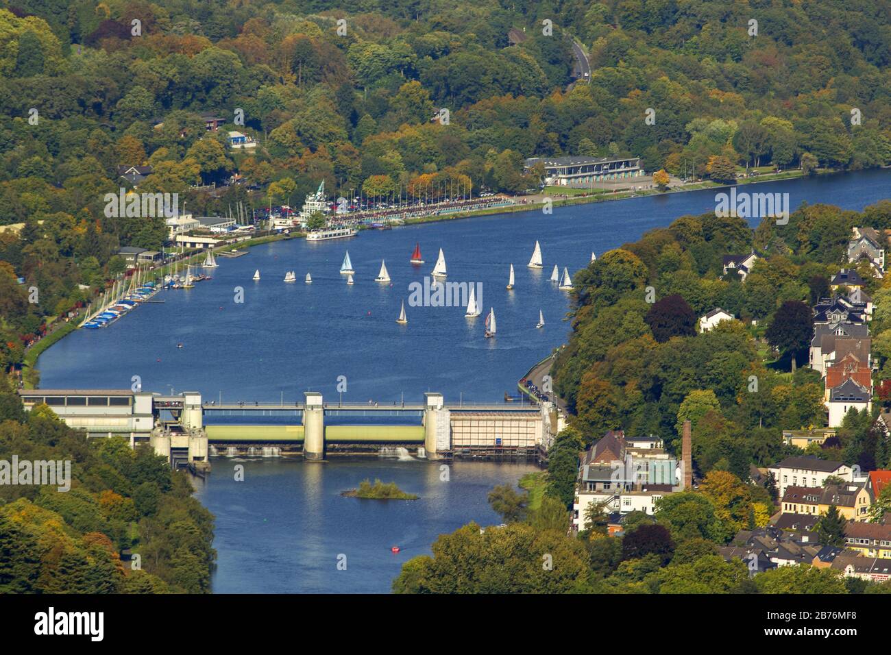 Baldeney Lake in Essen, 30.09.2012, Luftbild, Deutschland, Nordrhein