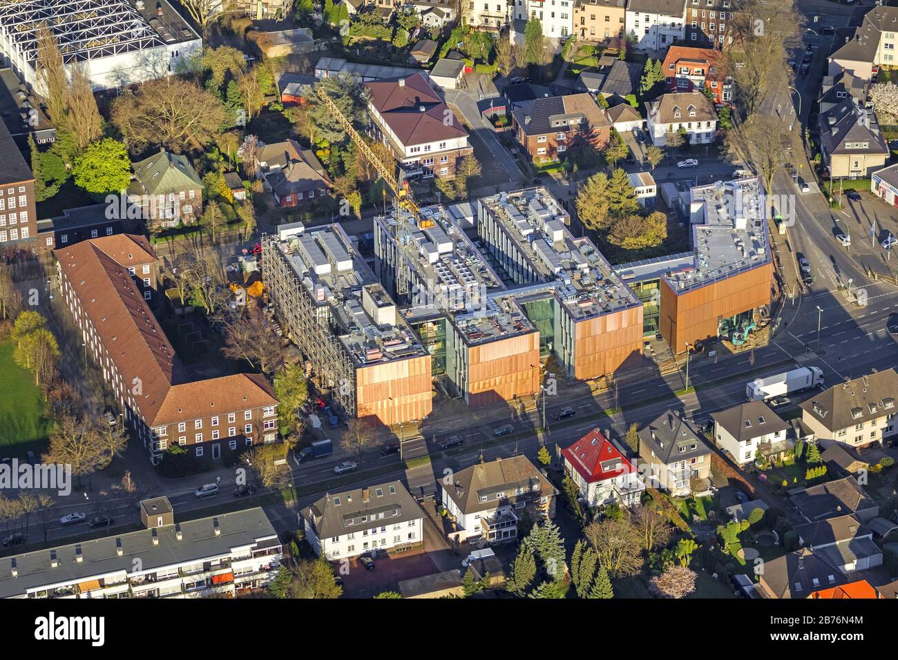 , Baustelle des neuen Campus der Universität Ruhr-West, 20.03.2014, Luftbild, Deutschland, Nordrhein-Westfalen, Ruhrgebiet, Bottrop Stockfoto