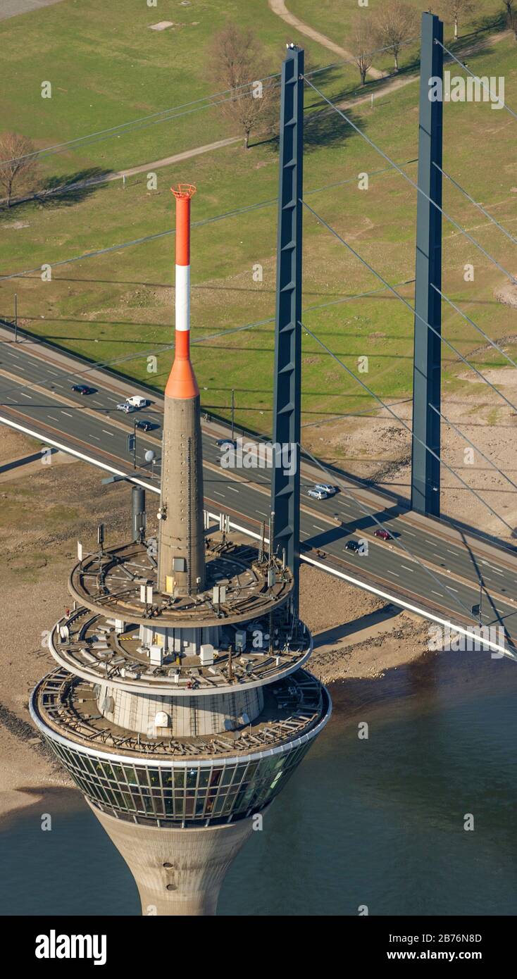 , Rheinturm Düsseldorf, 19.03.2012, Luftbild, Deutschland, Nordrhein-Westfalen, Niederrhein, Düsseldorf Stockfoto