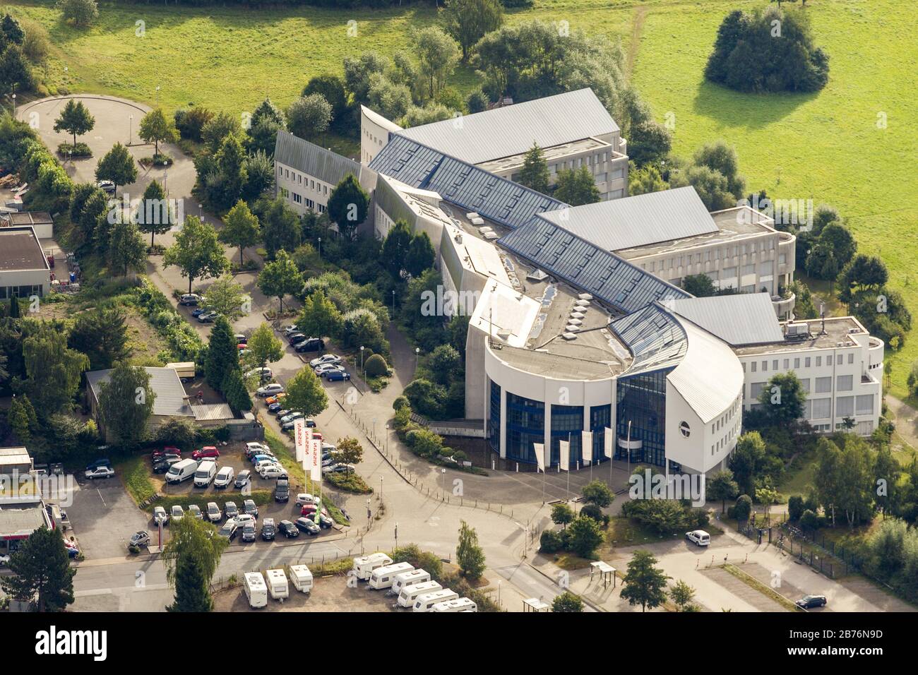 , Campus der Privatuniversität Witten/Herdecke, 12.09.2012, Luftbild, Deutschland, Nordrhein-Westfalen, Ruhrgebiet, Witten Stockfoto