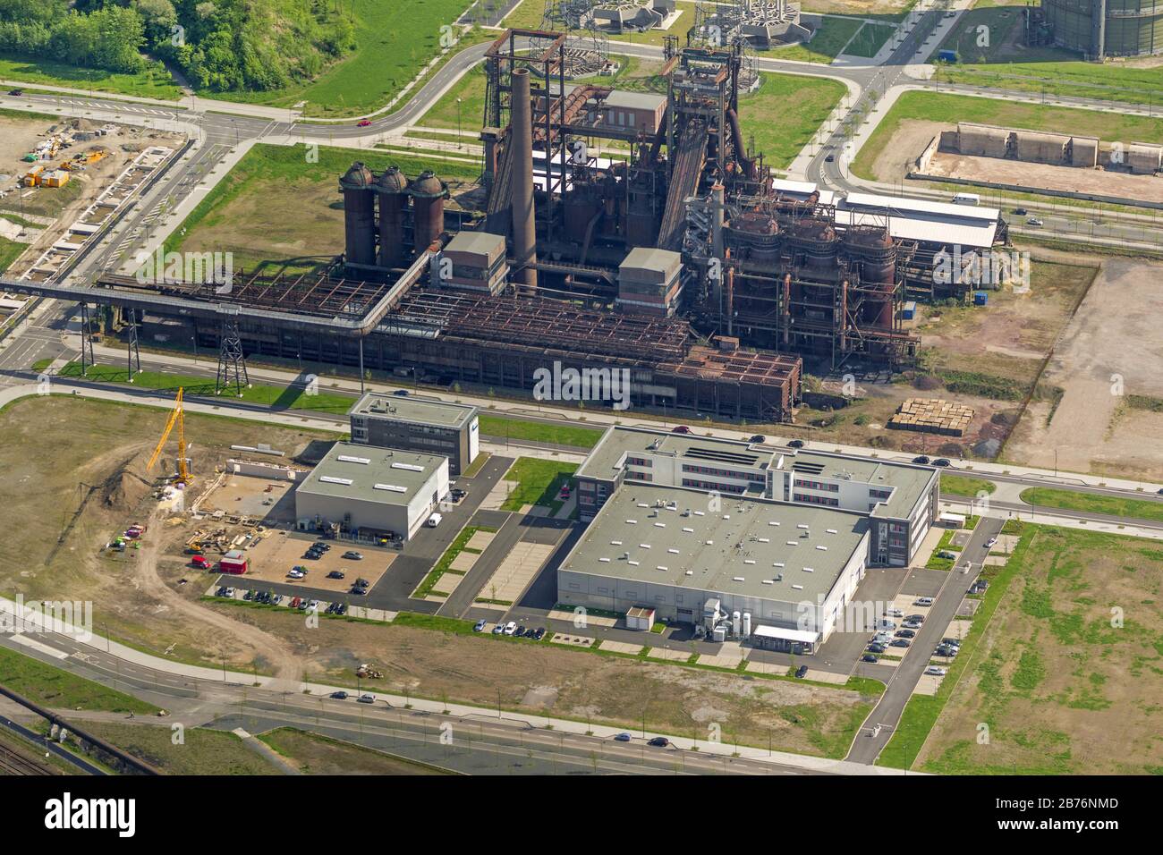 Verlassene und denkmalgeschützte Hochofenanlage Phoenix West im Landkreis Hoerde, 22.03.2012, Luftaufnahme, Deutschland, Nordrhein-Westfalen, Ruhrgebiet, Dortmund Stockfoto