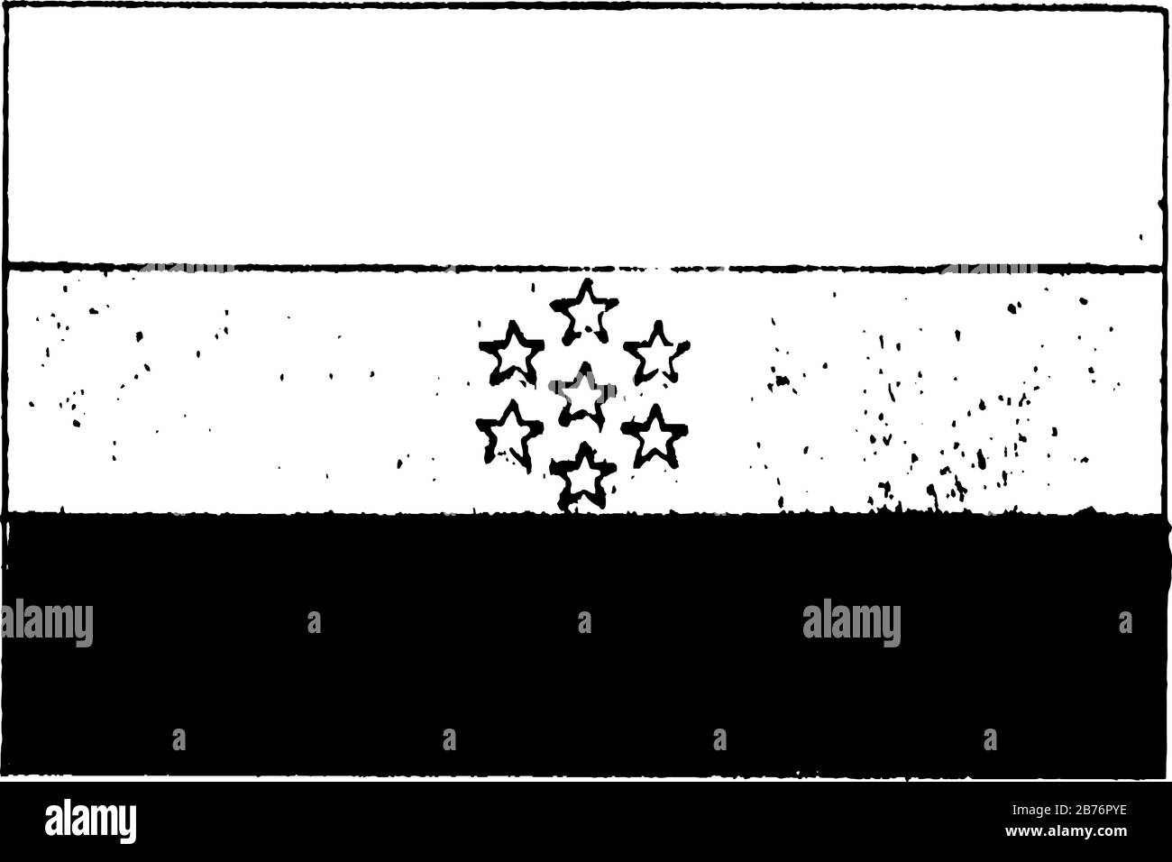 Venezuela, 1923, hat diese Flagge drei gleich große horizontale Bänder aus Gelb (oben), Blau und Rot, sechs weiße fünf Spitze Sterne, die in Ring mit einem weißen angeordnet sind Stock Vektor