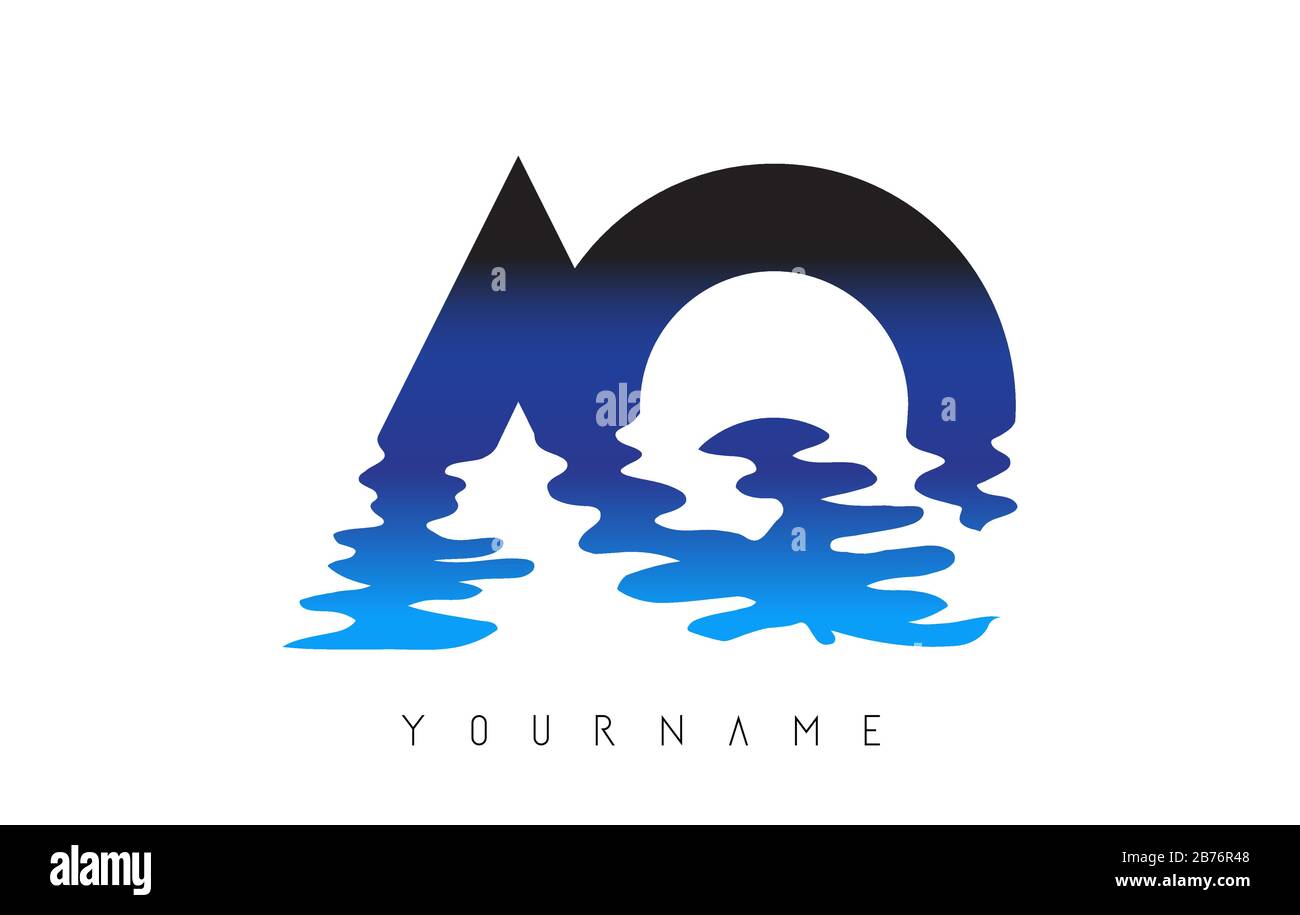 AQ A Q Letter Logo Design mit Wassereffekt und Tiefblauem Gradient Vector Illustration. Stock Vektor