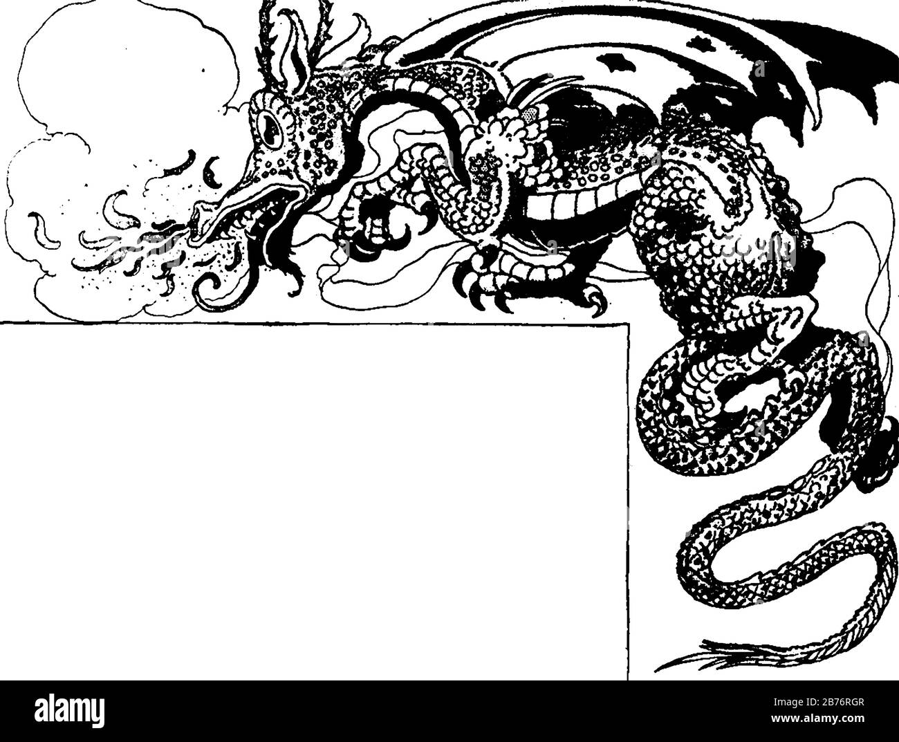 Drache, Vintage-Zeichnung oder Gravurzeichnung Stock Vektor