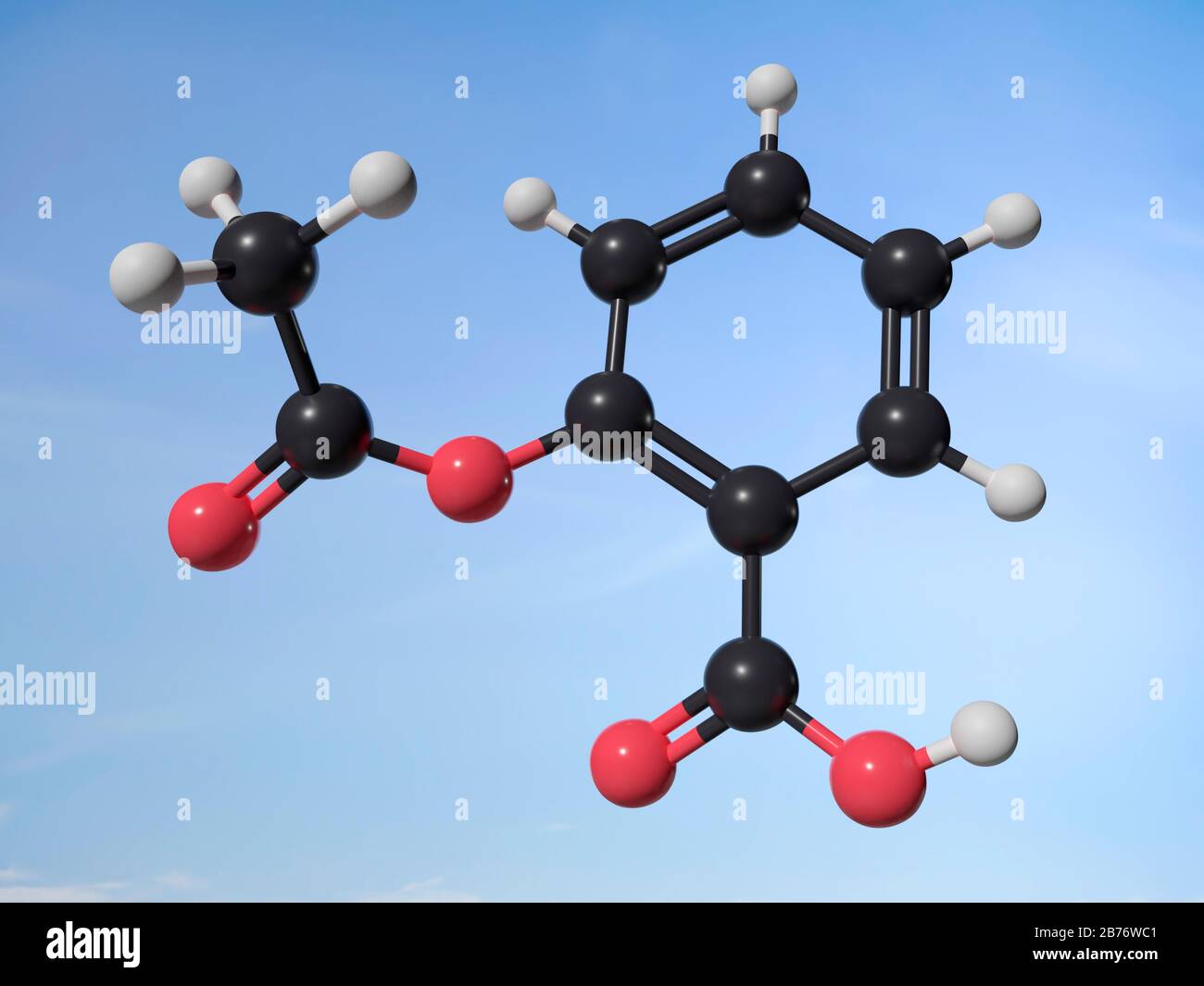 Molekulares Modell von Aspirin (Acetylsalicylsäure). Stockfoto