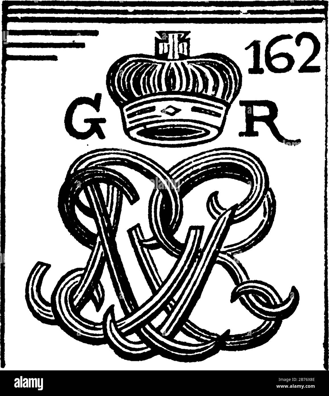 Eine typische Darstellung eines Stempels, der an etwas feststeckt, um einen gezahlten Geldbetrag zu zeigen, der für die Besteuerung der Kolonisten, Vintage-Line-Drawing oder des Übergangs verwendet wird Stock Vektor