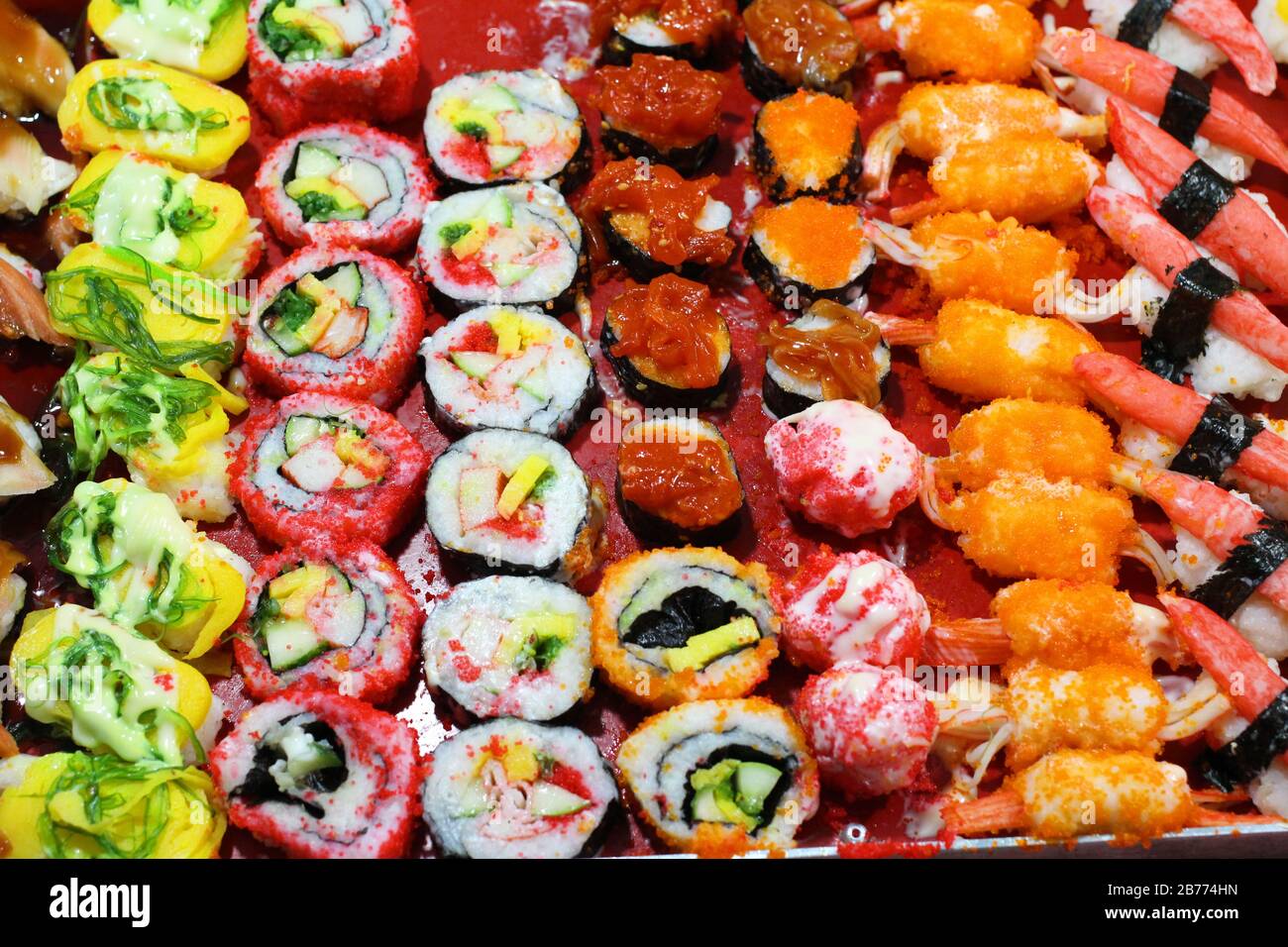 Sushi, Sushi rollt für den Hintergrund Stockfoto