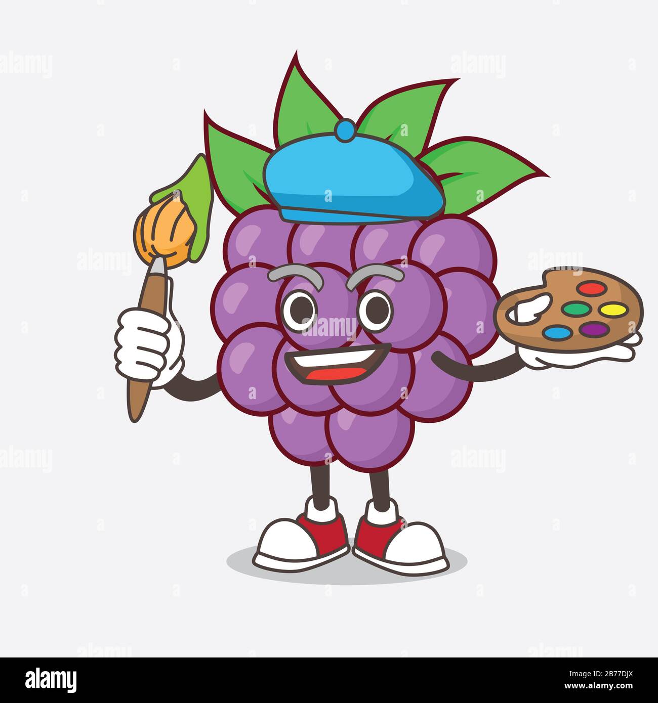 Eine Illustration des Boysenbeeren Fruchtscartoon Maskottchen Figurenmaler-Stils mit Kunstbürste Stockfoto