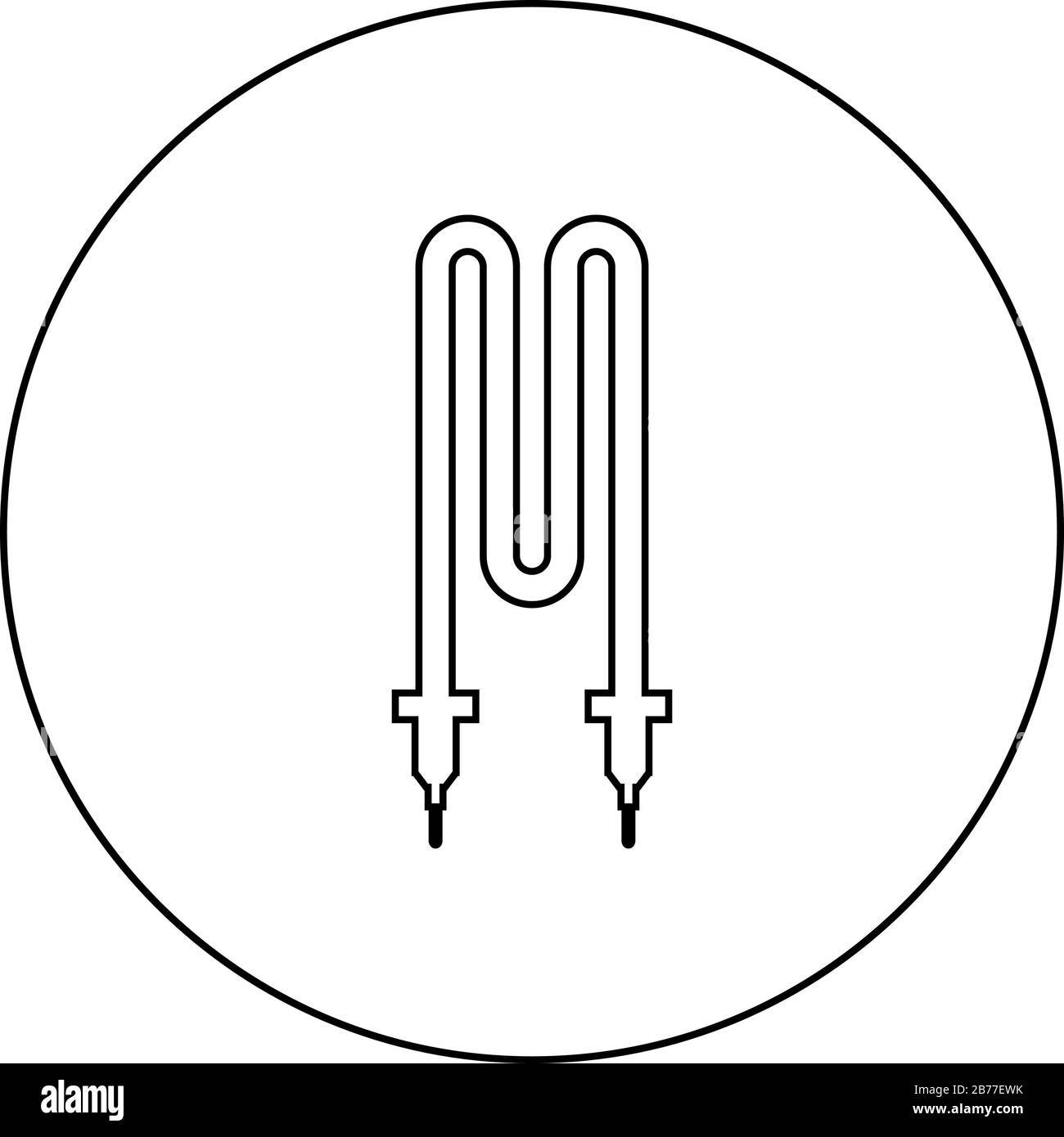 Symbol für thermisches elektrisches Heizelement im Kreis runder Umriss schwarze Farbvektor-Abbildung flaches, einfaches Bild Stock Vektor