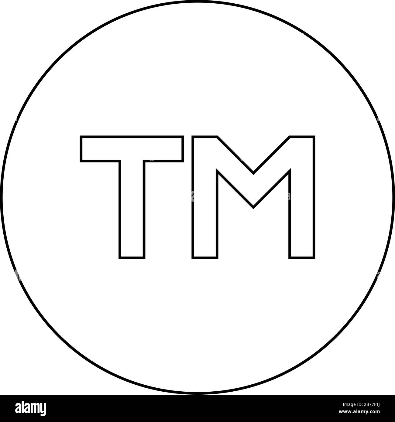 TM Letter Markensymbol in kreisrundem Umriss schwarze Farbvektor-Abbildung flaches, einfaches Bild Stock Vektor