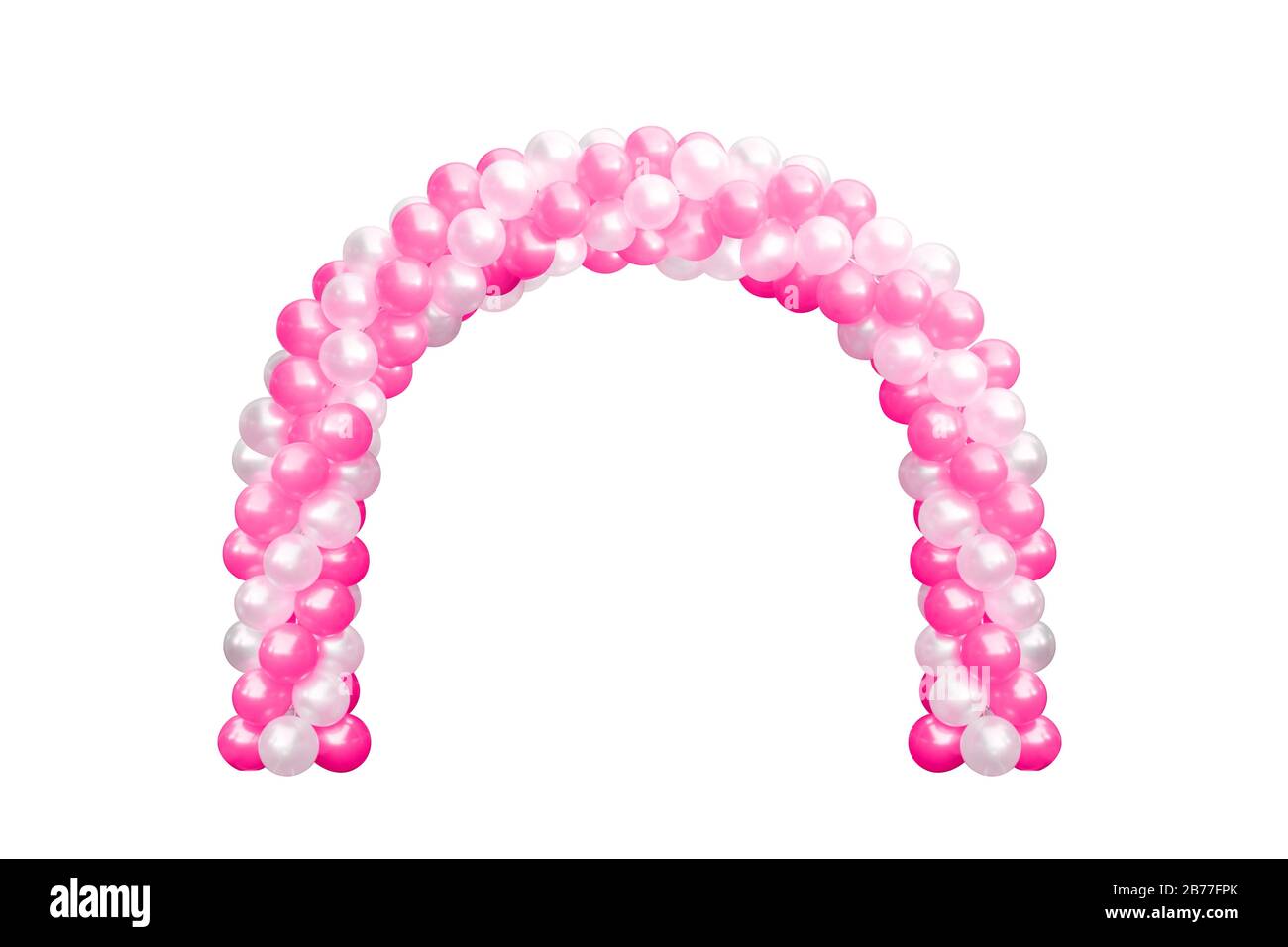 Ballon Archway Door Pink and White, Arches Wedding, Balloon Festival Designelemente mit floralem Bogendesign, isoliert auf weißem Hintergrund Stockfoto