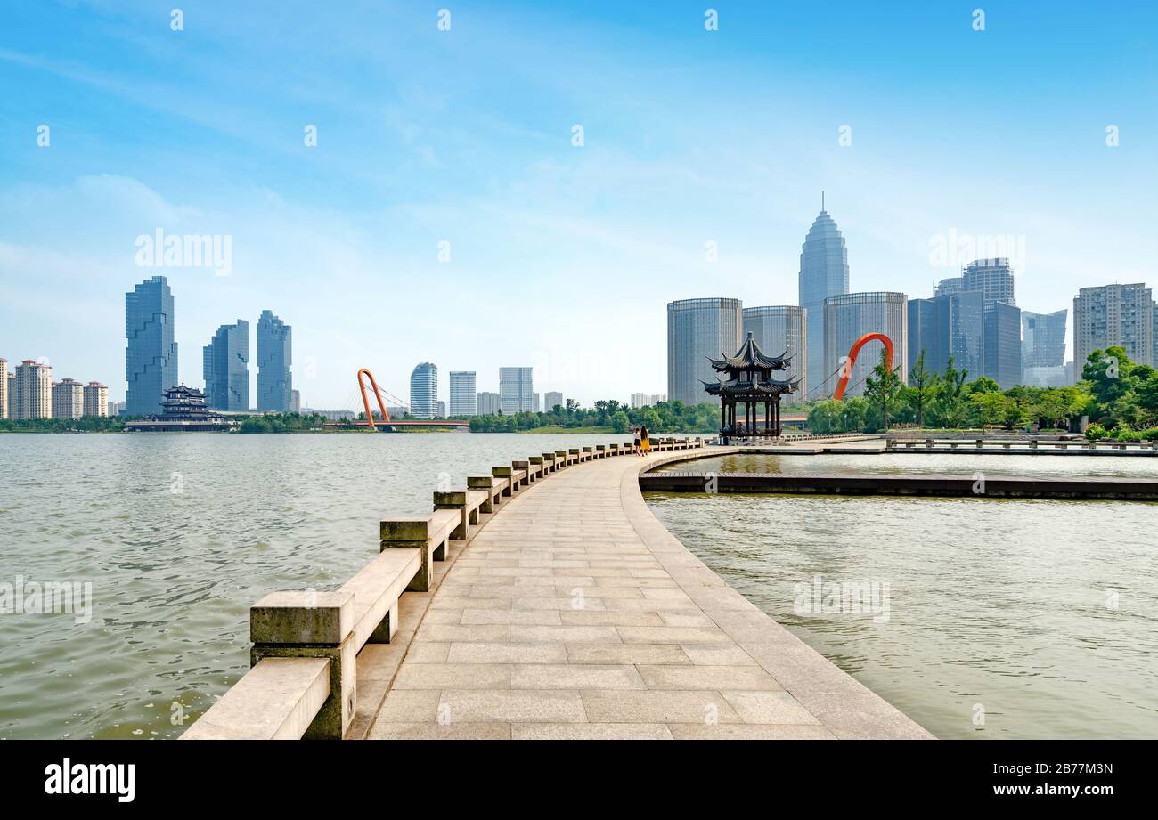 Jiangnan Water Village, Shaoxing Stadtbild, Provinz Zhejiang, China. Stockfoto