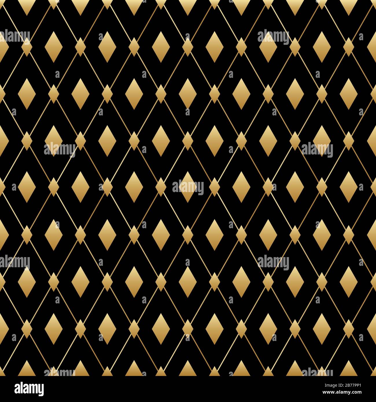 Nahtloses Muster aus schwarzem und goldenem Diamant. Vector Luxus männlich Hintergrund. Art-déco-Design Stock Vektor