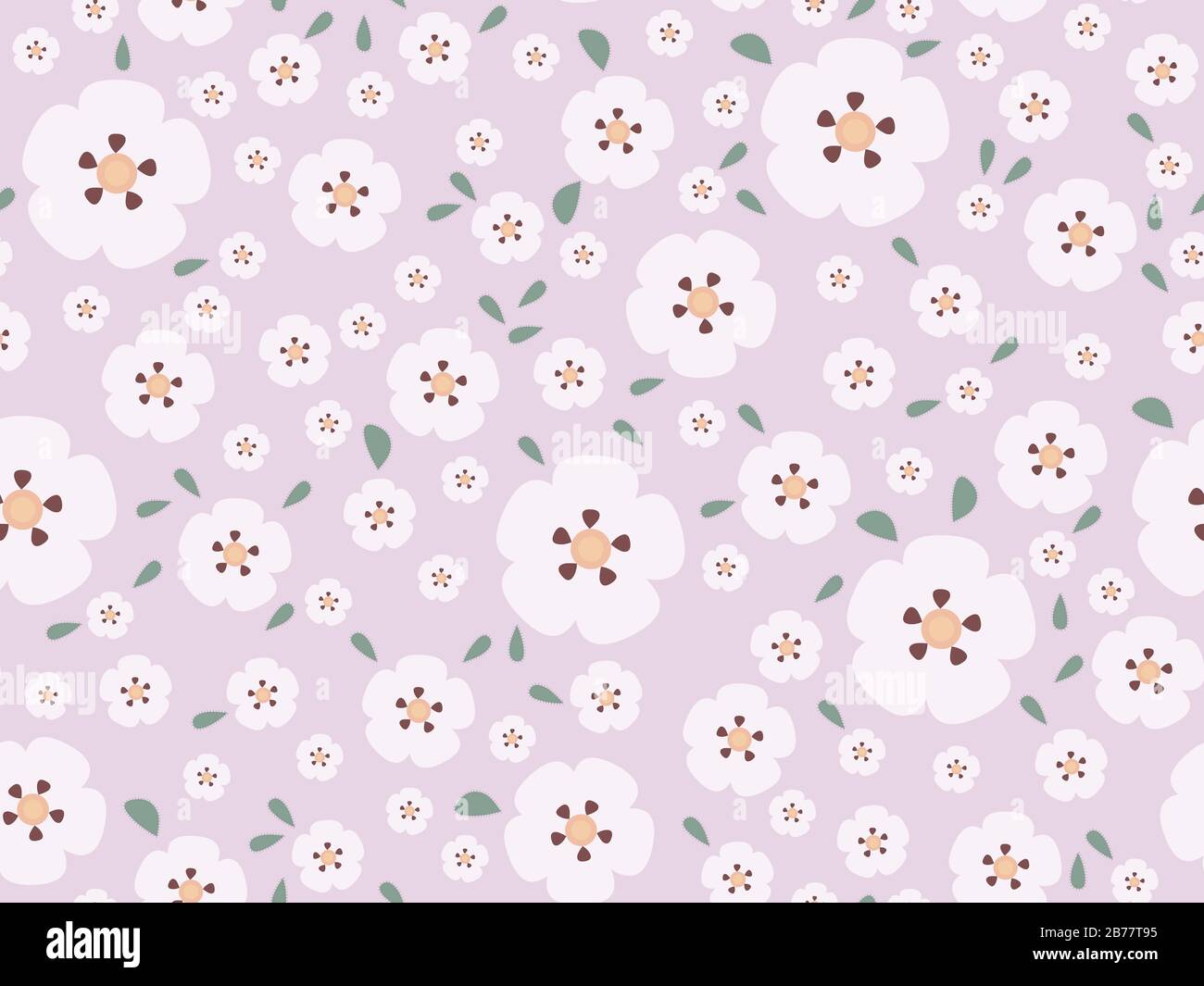 Cistus Marienkäfer-Blume und hinterlässt ein nahtloses Muster. Rosafarbener Hintergrund. Vektor. Stockfoto