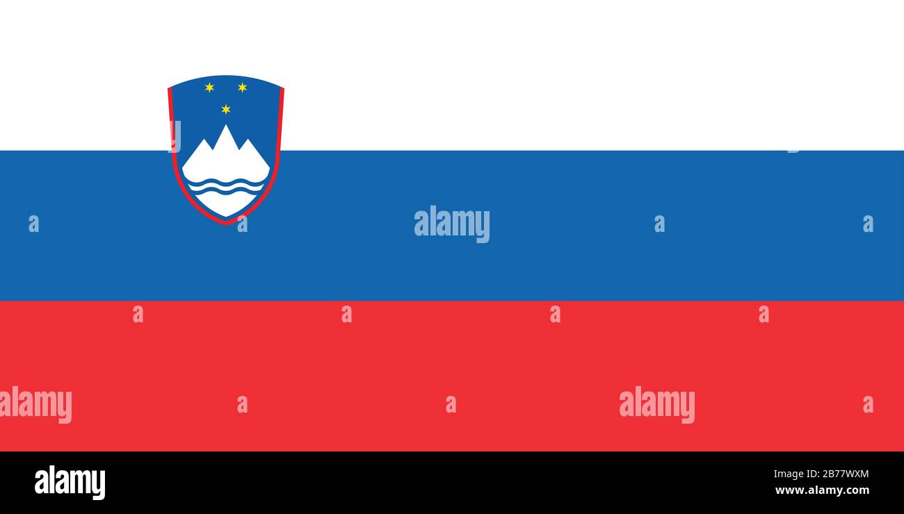 Flagge Sloweniens - Standardverhältnis der slowenischen Flagge - True RGB-Farbmodus Stockfoto