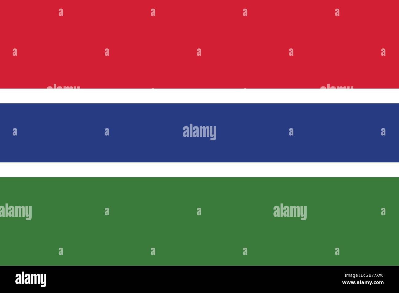 Flagge Gambias - Standardverhältnis der gambischen Flagge - True RGB-Farbmodus Stockfoto