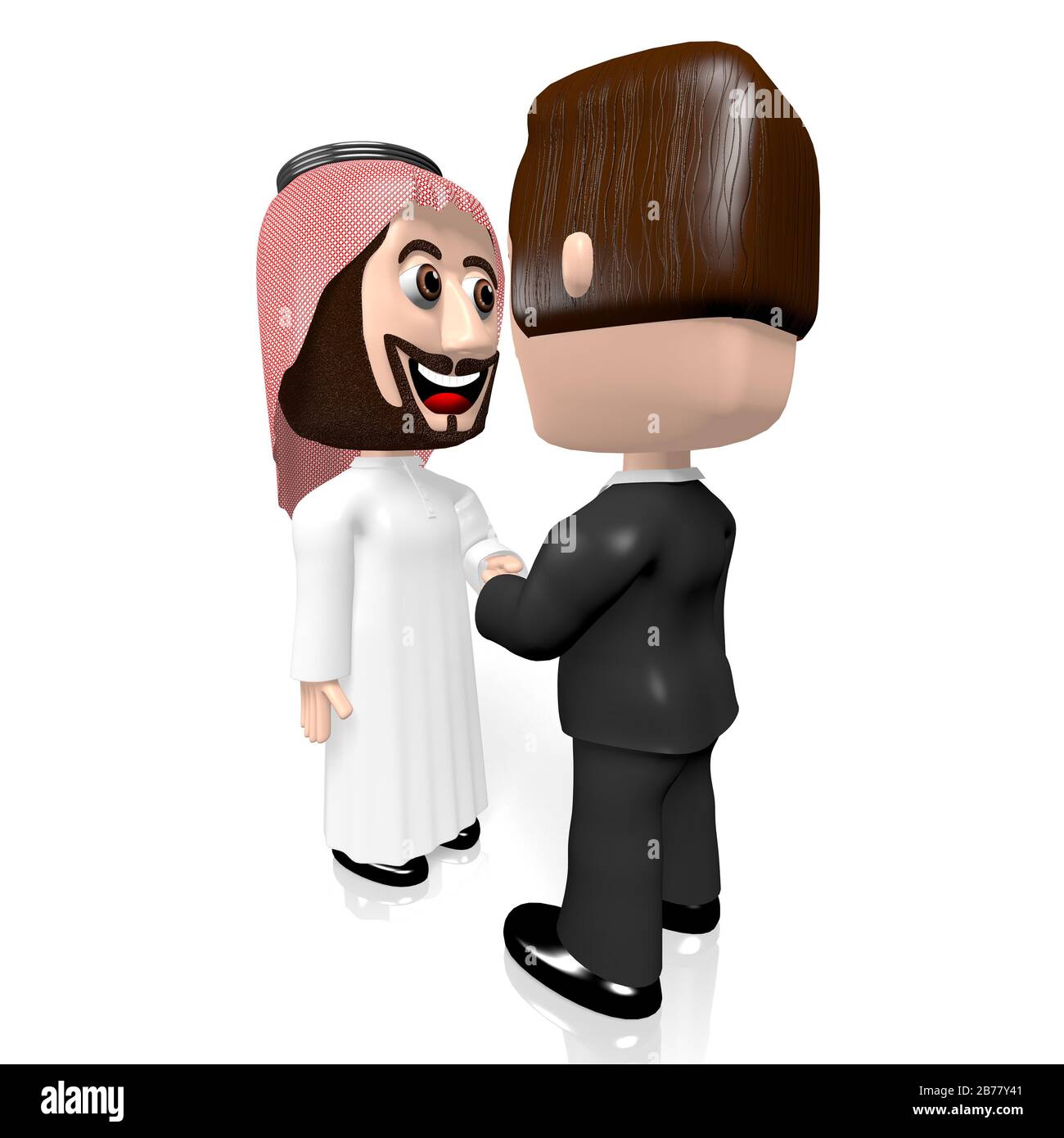 3D araber und Geschäftsmann schütteln die Hände - Deal Concept Stockfoto